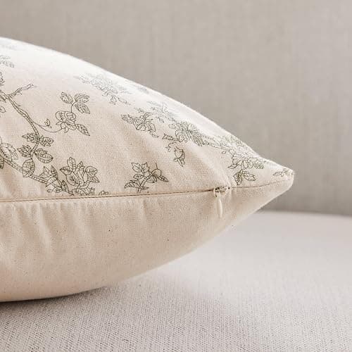 YZJZEDS 100% Cotton French Pastoral Throw Pillow Covers Set of 2, 18x18 Inch Green Farmhouse Decorative Cushion Covers for Sofa Bed Living Room Home Decor thumbnail 3