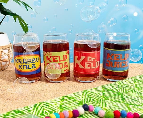 Silver Buffalo SpongeBob SquarePants 4 Piece Glass Set, 16 Ounces thumbnail 8