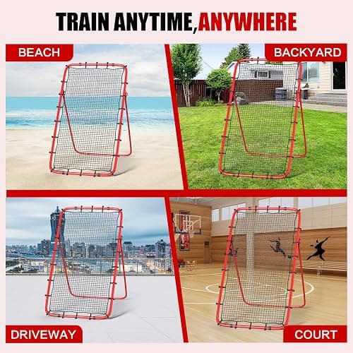 Volleyball Rebounder Net 7x4 Ft, 5-Angle Adjustable Rebounder Net for Practicing Digging, Setting, Spiking, Bounce Back Training Equipment with 2 Target Stripes & Portable Travel Bag for Storage thumbnail 6