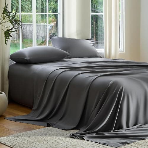 DOZ Sheet Set, 100% Viscose derived from Bamboo, Organically Grown, Buttery Soft, Cooling Sheets, High GSM, Deep Pockets - 2 Piece - 1 Pillowcase 1 Fitted Sheet (Storm, Twin XL) - Image 1