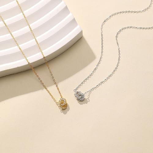925 Sterling Silver Dainty Interlocking Double Circles Necklaces for Women | 14K Gold Plated Double Hoop Minimalist Pendant Necklaces Herringbone Necklace for Daughter Mother Friendship Jewelry Gift thumbnail 7