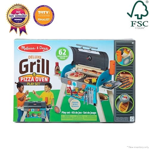 Melissa & Doug Deluxe Wooden Barbecue Grill, Smoker & Pizza Oven, Toy Food & Kids Play Kitchen Accessories, Preschool Learning Toys for Girls & Boys 3+ - FSC Certified thumbnail 6