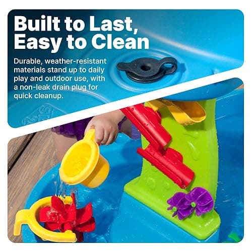 Step2 Rain Showers Splash Pond Water Table, Kids Water and Sand Activity Sensory Playset, Summer Outdoor Toys, 13 Piece Water Toy Accessories, For Toddlers 1.5+ Years Old, Blue & Green thumbnail 9