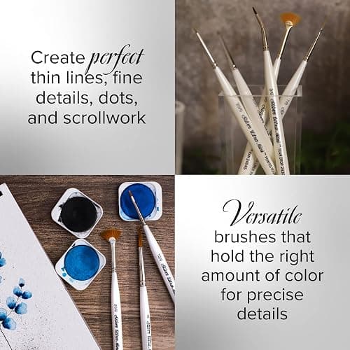 Silver Brush Limited UMS-2435S Ultra Mini Tight Spot Set, for Watercolor, Gouache, Inks, Dyes, Acrylic, & Heavy Body Paints, Set of 3, Size 20/0 Spotter, 5/0 and 10/0 Tear Drop Brushes, Short Handle thumbnail 5