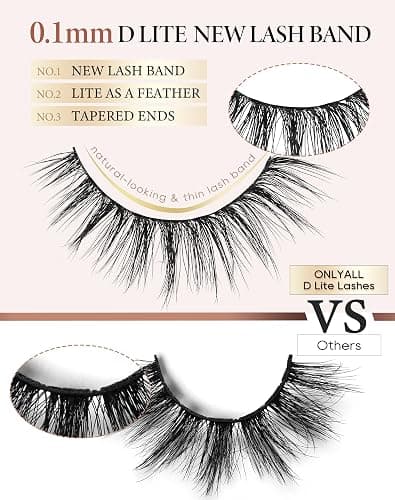 Onlyall Natural Lashes Wispy Lashes Natural Look False Eyelashes Natural Flared Eyelashes False Eye Lashes Soft Fluffy Lashes 7 Pairs D-K08 thumbnail 7