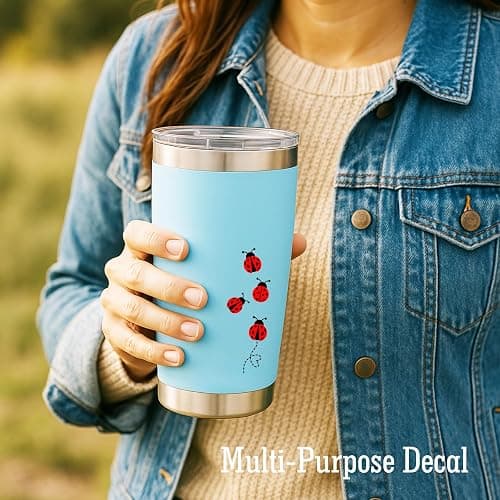 6 x Ladybug Rearview Mirror Decal, Tiny Ladybug Sticker, Waterproof Vinyl Mini Ladybug Sticker, Car Stickers, Laptop Sticker, Water Bottle Decal, Tumbler Decor for Women, 1.6” thumbnail 7