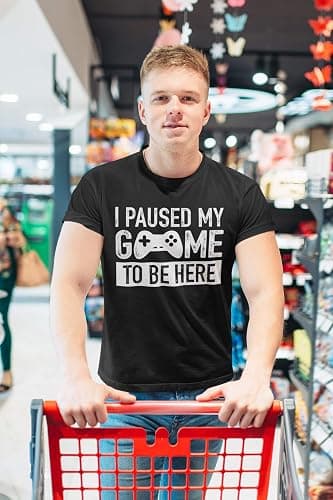 I Paused My Game to Be Here t Shirt Gamer Gifts for Men Gaming Funny Graphic Tees thumbnail 4