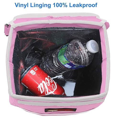 EPAuto Waterproof Car Trash Can with Lid and Storage Pockets, 2.5 Gallon Leakproof, Pink thumbnail 5