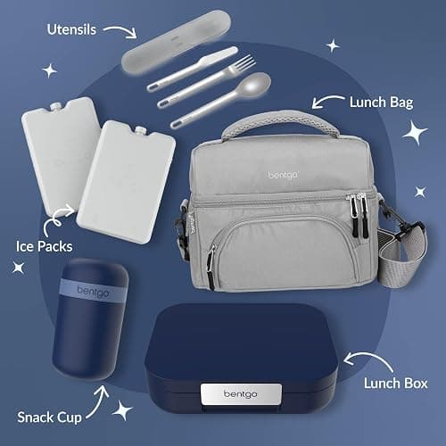 Bentgo Modern Adult Bento Lunch Box with 3-4 Compartments | Leak-Resistant, 5.5-Cup Capacity, Adjustable Divider, Microwave & Dishwasher-Safe Tray (Navy) thumbnail 7