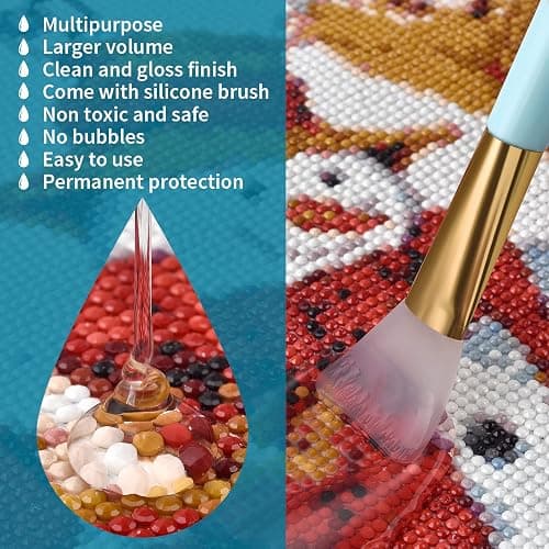 LANBEIDE 200ML Diamond Painting Sealer with Silicone Brush, Updated 5D Diamond Painting Glue Sealer Permanent Hold & Shine Effect Conserver for Diamond Painting and Jigsaw Puzzles (7 OZ) thumbnail 2