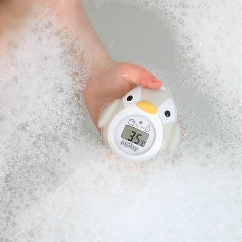 Nuby - Termometro da bagno per bambini a forma di pinguino - Schermo di facile lettura - Senza BPA - Grigio - Adatto a partire da 0 mesi thumbnail 3