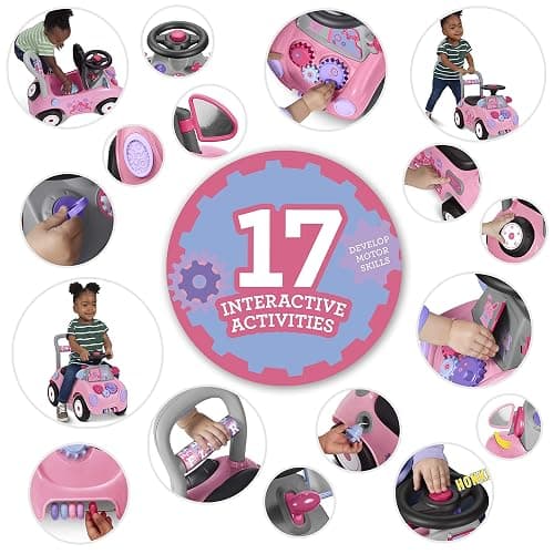 Radio Flyer Busy Buggy Ride On Toy Car with 17 Interactive Activities, Sit-to-Stand for Ages 1-3, Features Built-in Storage, Walk or Ride Options for Toddler Development and Play thumbnail 2