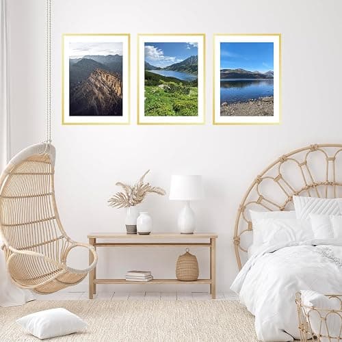 JCJMY 20x28 Picture Frame with 18x24 Mat, Display Photo 18x24 with Mat or 20 x 28 Without Mat, Wall Hanging Large 20 by 28 Poster Frame with Plexiglass, Gold thumbnail 2