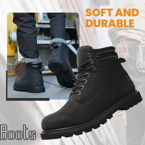 SAFETY LOONG Work Boots for Men Waterproof Soft Toe Non Slip Comfortable Leather Workboots thumbnail 7