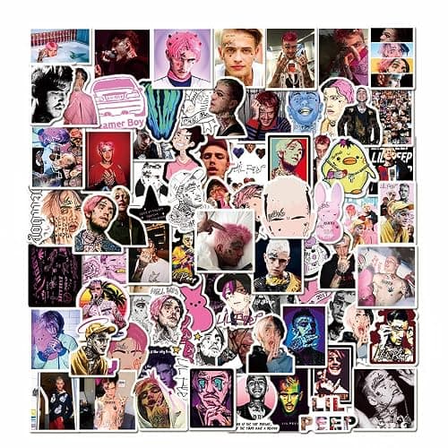 YEESACG - 100Pcs Lil Peep Vinyl Waterproof Stickers Pack | Cool Rapper Singer Aesthetic Trendy Stickers for Laptop,Water Bottles,Phone,Bumper,Skateboard,Car Decal Stickers for Adults Teens thumbnail 2