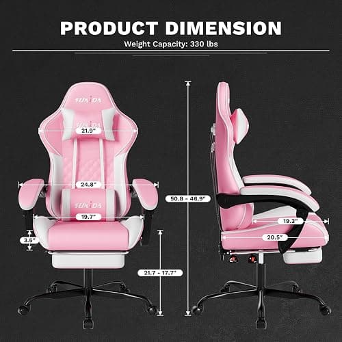 Ergonomic Video Gamer Chairs Gaming Computer Chairs Gamer Chairs for Adults Massage Lumbar Support Swivel Height Adjustable Headrest Backrest thumbnail 3
