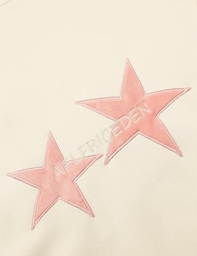Aelfric Eden Star Hoodies Y2k Oversized Graphic Hoodies Aesthetic 90s Crewneck Sweatshirt Long Sleeve Pullover Tops - Medium - Apricot thumbnail 4