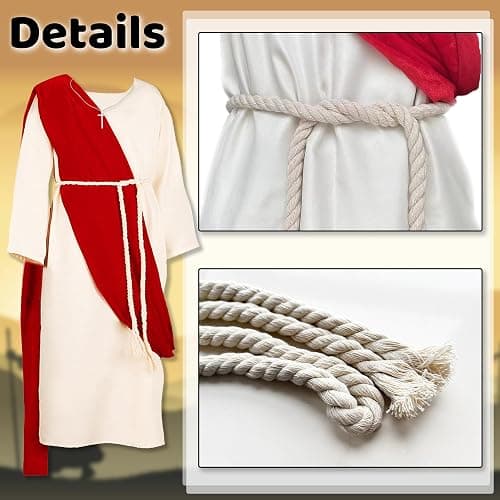Yickoon Kids Jesus Saint Biblical Robe Costume Necklace Scarf Shawl Waist Rope Cosplay for Kids Halloween Christmas thumbnail 6