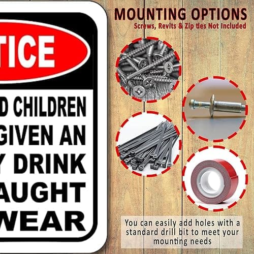 UNATTENDED CHILDREN WILL BE GIVEN AN ENERGY DRINK AND TAUGHT TO SWEAR Aluminum Composite Outdoor Sign 15" x 18" Funny Room Decor & Humorous Warning for Yard, Business, Indoor and Home Use thumbnail 7