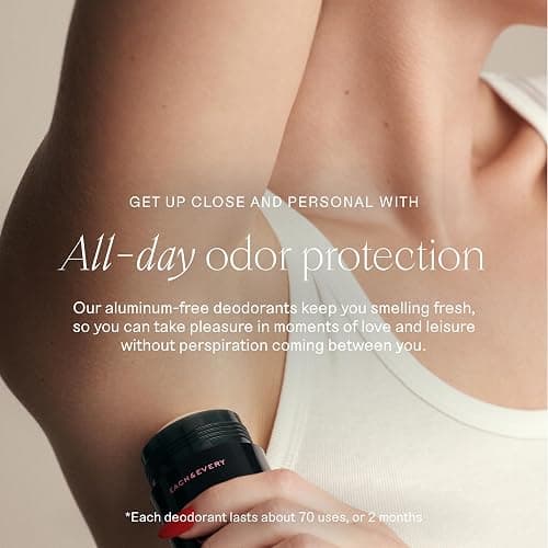 Each & Every Aluminum Free Deodorant for Women & Men – Natural Fragrance 72-Hr Odor Protection, Non-Toxic Deodorant for Sensitive Skin, EWG Verified, Baking Soda Free - Rose & Vanilla Scent, 2.5oz thumbnail 2
