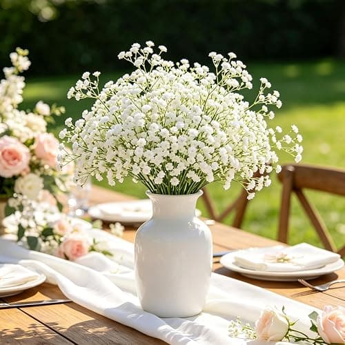 6Pcs Babys Breath Artificial Flowers, 21'' White Gypsophila Fake Flowers | Realistic Baby Breath Flowers Artificial Bulk for Wedding Centerpieces Bouquet Floral Arrangement Baby Shower Vase Filler thumbnail 3