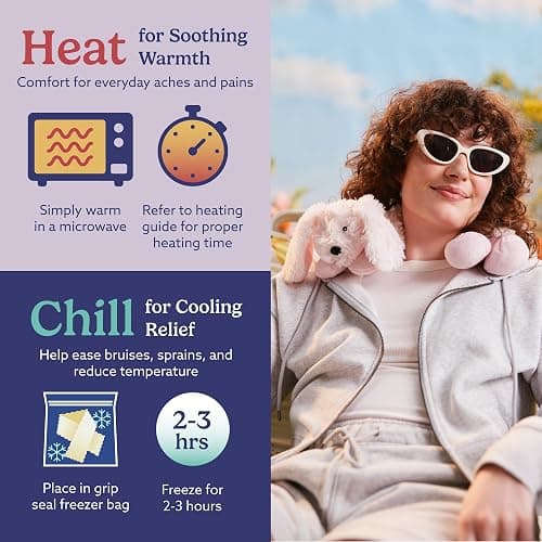 warmies Microwavable Neck & Shoulder Wrap - Heating & Cooling Plush Pad for Calming Relaxation - Weighted & Heated Neck Warmer with Scented Lavender - Microwave Heat Pad for Aches & Pain - Bunny thumbnail 5