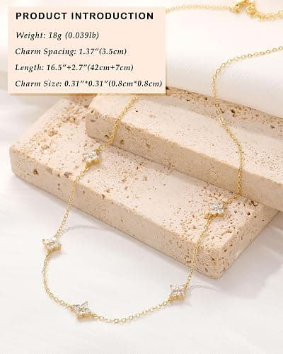 FUNEIA Dainty Silver Gold Necklaces for Women Trendy Non Tarnish 14K Gold Plated Cubic Zirconia Necklace Layered Cute Butterfly Heart Station Choker Necklace Stack for Wedding Prom Brides Jewelry thumbnail 4