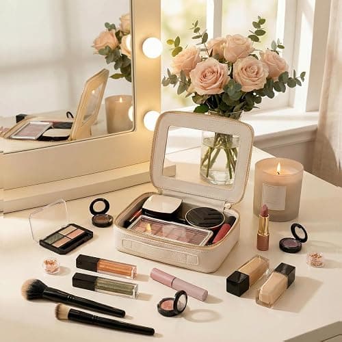 Aveniee Clear Makeup Bag Organizer, Travel Toiletry Bag Cosmetic Case for Women, Make Up Skincare Pouch Car Organizer Bag with Zippers for Essentials,White,Medium Classic thumbnail 8