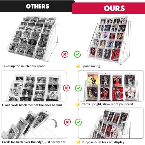 TrendTrust Trading Card Display Stand, Vertical Holder for Baseball Basketball Sports Graded Card Display Stand Tabletop for PSA BGS SGC Slabs, Snap-On Assembly(5 Tier, 1 Pack) thumbnail 4
