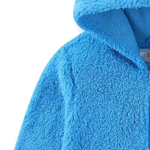 Sesame Street Elmo Cookie Monster Boys Zip Up Sherpa Hoodie with 3D Eyes for Toddler thumbnail 2