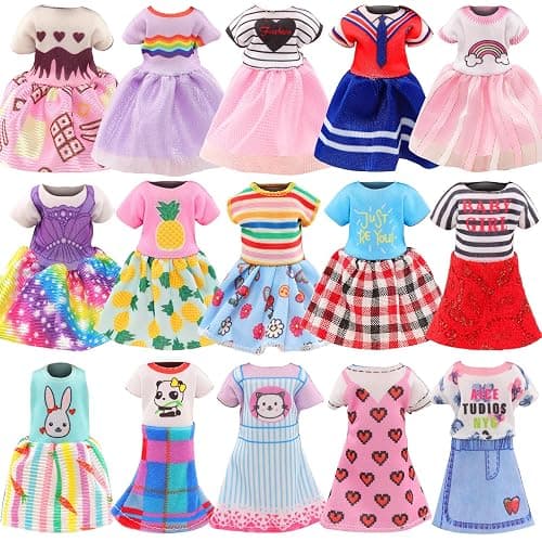30 PCS Mini 6 Inch Doll Clothes and Accessories Include 4 Tops, 4 Pants for Boy Dolls, 5 Dresses , 2 Swimsuit and 2 Shoes, 10 Outfits Hangers Pocket Glasses Headset Crown for 5.3-6 Inch Dolls thumbnail 3