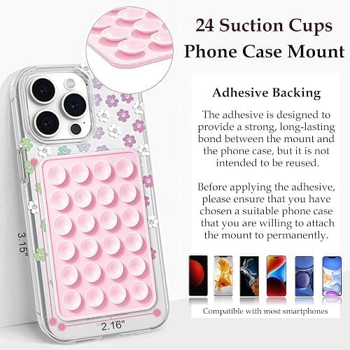 Anteel Silicone Suction Phone Case Mount, Silicon Adhesive Phone Accessory for Smartphones, Hands-Free Mirror Shower Phone Holder for Selfies, Tiktok Videos (White) thumbnail 6