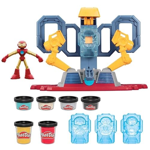 Play-Doh Marvel Iron Man Armor Maker Lab Playset with Lights and Sounds, Customizable Action Figure, Imagination Toys for Boys and Girls 4 and Up - Image 1