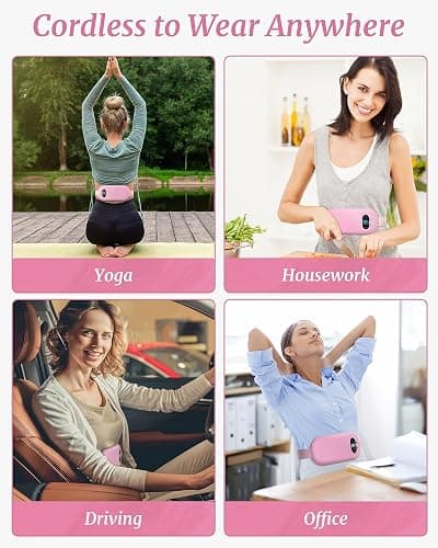 Portable Heating Pad for Cramps FSA, HSA Cordless Electric Period Fast Heat Pad for Back Pain Relief Menstrual Belt 6 Heat 6 Massage Gifts for Women Girl Her Girlfriend Christmas Stocking Stuffer Pink thumbnail 3