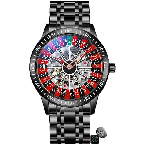 Roulette Wheel Automatic Mechanical Watch for Men Swinging Rotary Dial Design Hollow Skeleton Watches Stainless Steel Waterproof Business Luxury Wristwatch - Image 1