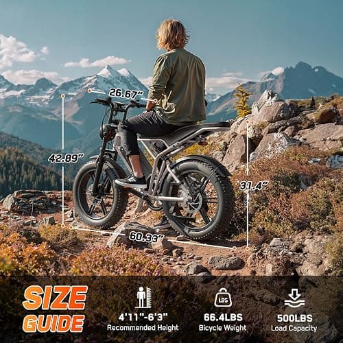 TST Electric Bike for Adults, 48V 15Ah Battery, 1500W Peak Motor, Fat Tire | Dual Suspension ,7-speed Gears, 3 Working Modes, Powerful, LCD Display, Suitable for Commuters and Beginner Cyclists thumbnail 6