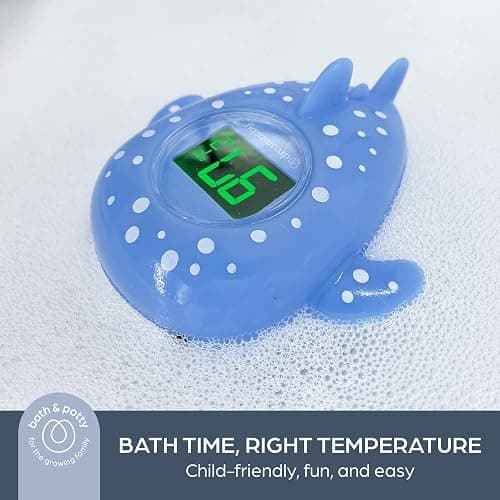 Dreambaby Whale Shark USB Rechargeable Baby Bath Thermometer - Instant Read, Digital Room and Baby Bathtub Water Fun Floating Toy - Newborn Must-Have thumbnail 2