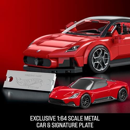 Mattel Brick Shop Hot Wheels Speed Series Building Set, Maserati MC20 with 250 Pieces, Realistic Details and Custom Decals, Adult Collectors and Kids Ages 10+ thumbnail 5