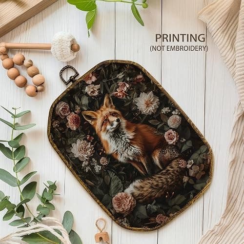 Yjeslw Vintage Floral Fox Octagon Wall Art Decor, Dark Academia Fox Framed Canvas Prints, Cottagecore Floral Wild Animal Wall Hanging Decorations for Home Bedroom Living Room Decor, 10.2x7 Inches thumbnail 2