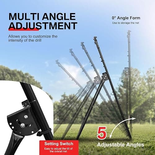 BALWONER 5 Angles Adjustable Pitch Back Baseball Softball Lacrosse Volleyball Soccer Rebound Bounce Back Net with Strike Zone thumbnail 4