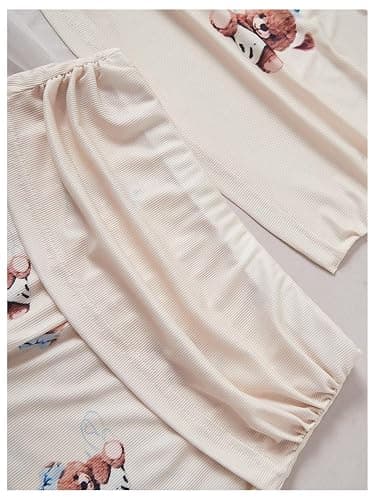 MakeMeChic Women's 3 Piece Pajama Set Cute Printed Lace Cami Crop Top and Pleated Shorts with Pants Sleepwear thumbnail 6