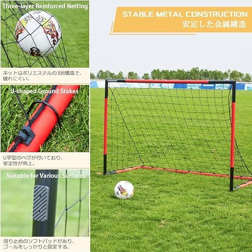 KAIHAOWIN Soccer Goal 3'x2.5'|6'x4'|8'x6'|10'x6.6'-Steel Frame Goal Post All Weather Soccer Net-Quick Assembly Training Sports Soccer Goals for Backyard Indoor Outdoor-Heavy Duty Metal Soccer Goals thumbnail 3