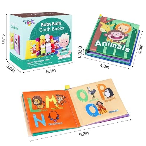 Baby Bath Books, Nontoxic Fabric Soft Baby Cloth Books, Early Education Toys, Waterproof Baby Books for Toddler, Infants Perfect Shower Toy, Kids Bath Toys Birthday Gift (Pack of 8) thumbnail 3