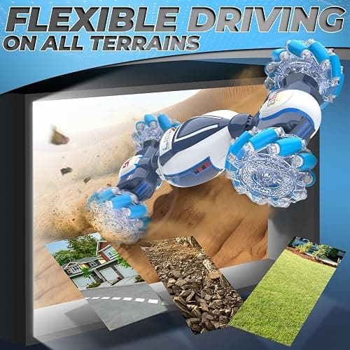Gesture Sensing RC Stunt Car - Boys Toys Age 6-12, 360° Rotating 4WD Hand Controlled Remote Control Twist Car with Light & Music, Cool Birthday Presents and Ideas Gifts for Kids Age 7 9 10 11 12 yr thumbnail 5