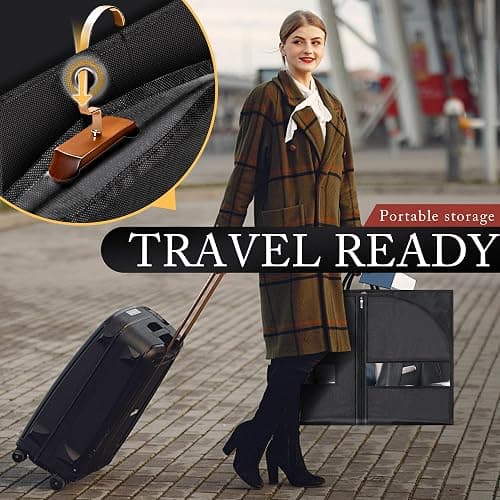 10 Pack 40-inch Garment Bags for Travel, Garment Bags for Hanging Clothes with Zipper and Visible Transparent Window，Black thumbnail 3