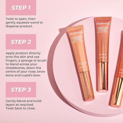 MCoBeauty - Highlight and Glow Beauty Wand - Buildable Liquid Highlighter - Champagne Shade - Liquid Cream with Cushion Applicator for Soft, Radiant Finish - Highlighters Makeup thumbnail 8
