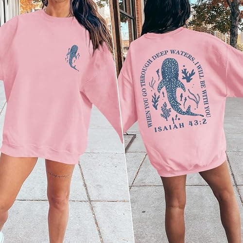 Sulayesh Christian Whale Shark Sweatshirts for Women Jesus God Bible Verse Hoodie Religious Faith Graphic Long Sleeve Shirts thumbnail 6