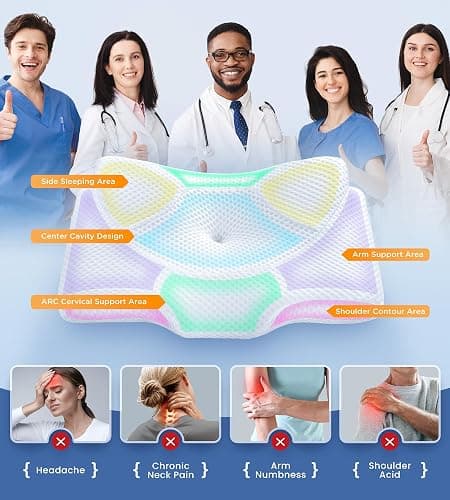 Osteo Cervical Pillow for Neck Pain Relief, Hollow Design Odorless Memory Foam Pillows with Cooling Case, Adjustable Orthopedic Bed Pillow for Sleeping, Support for Side Back Sleepers thumbnail 3
