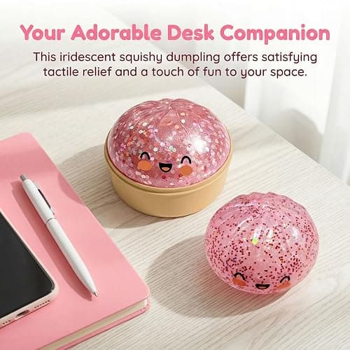 Glitter Dumpling Squishy, Squishy dumpling, Colorful Dumplings Stress Fidget, Soft Squeeze Decompression Dough, Sensory Stress Ball Squeeze Toys (Pink) thumbnail 5
