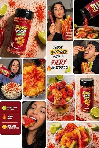 CHILEMOY Chili Lime Fuego Powder | Hot Mexican Snack Dust for Fruit, Chips, Popcorn, Elote, Wings & Tacos | Fuego Dust | 5.25oz Shaker thumbnail 2